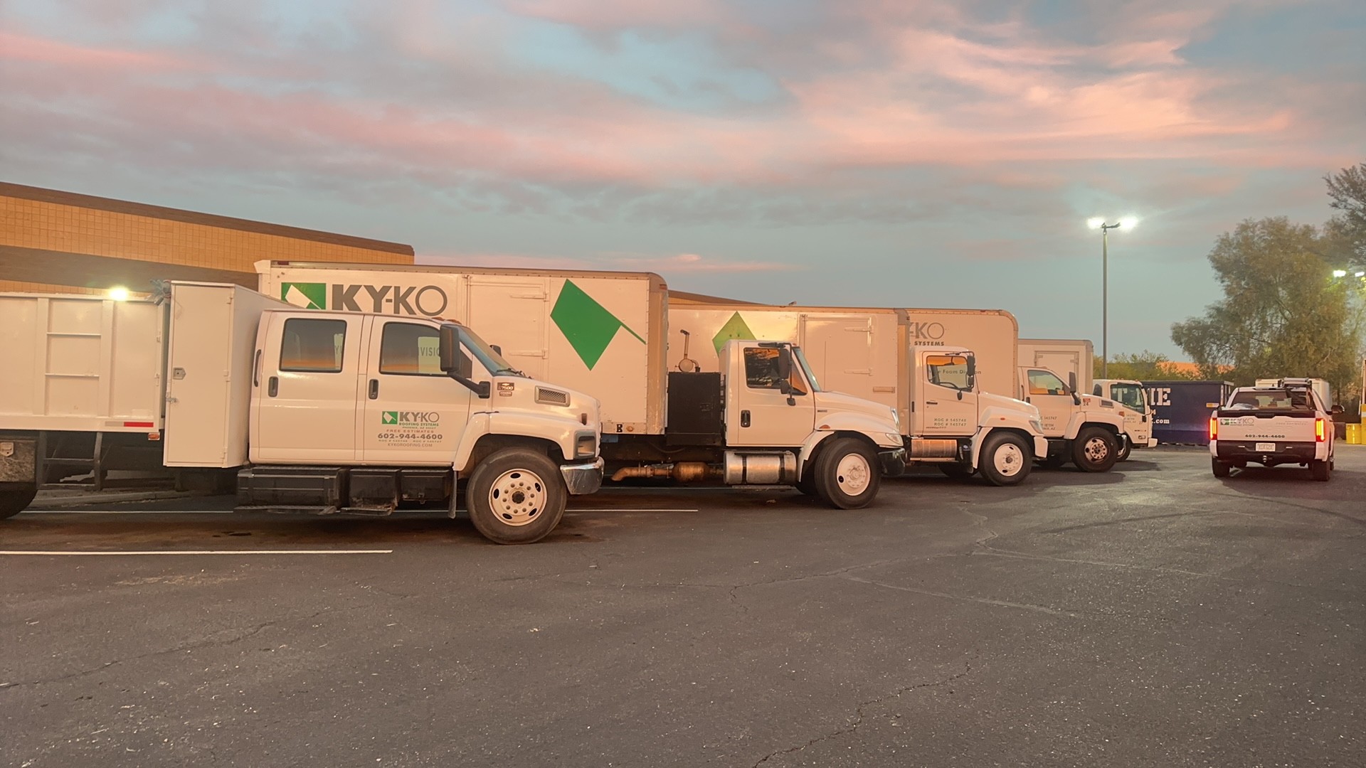 KY-KO truck fleet at sunset
