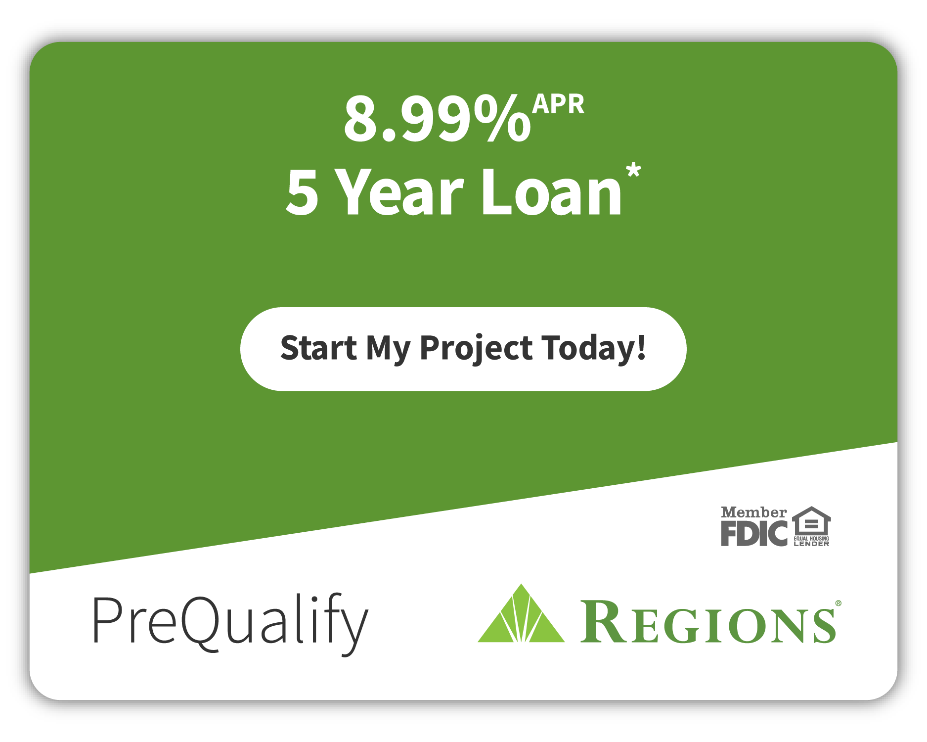 8.99% APR 5 Year Loan financing through Regions Bank — PreQualify