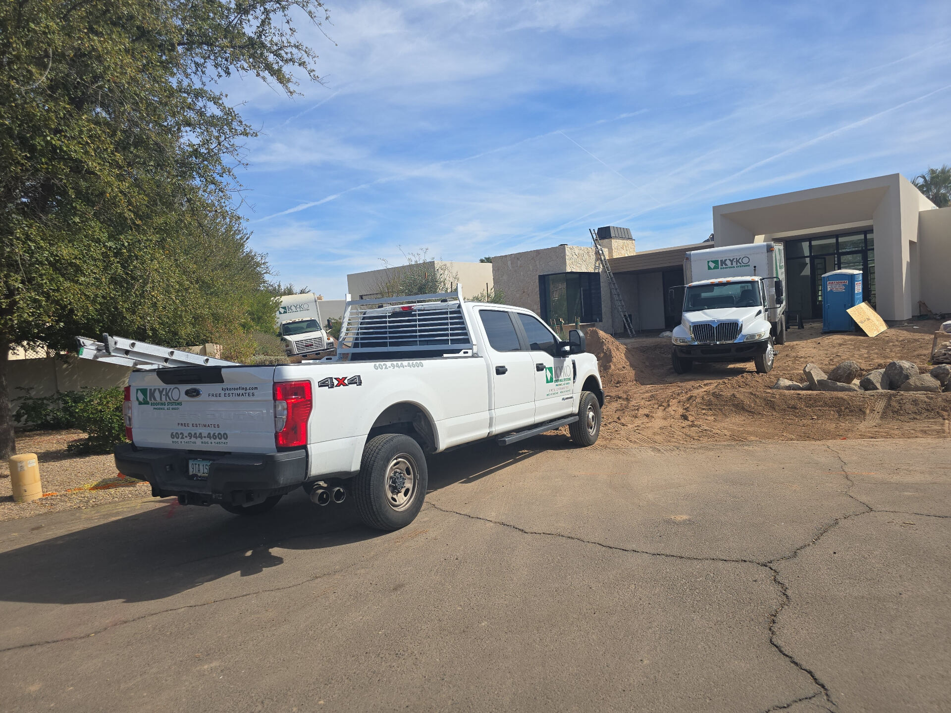 Freshly coated spray foam roof on a Phoenix commercial building