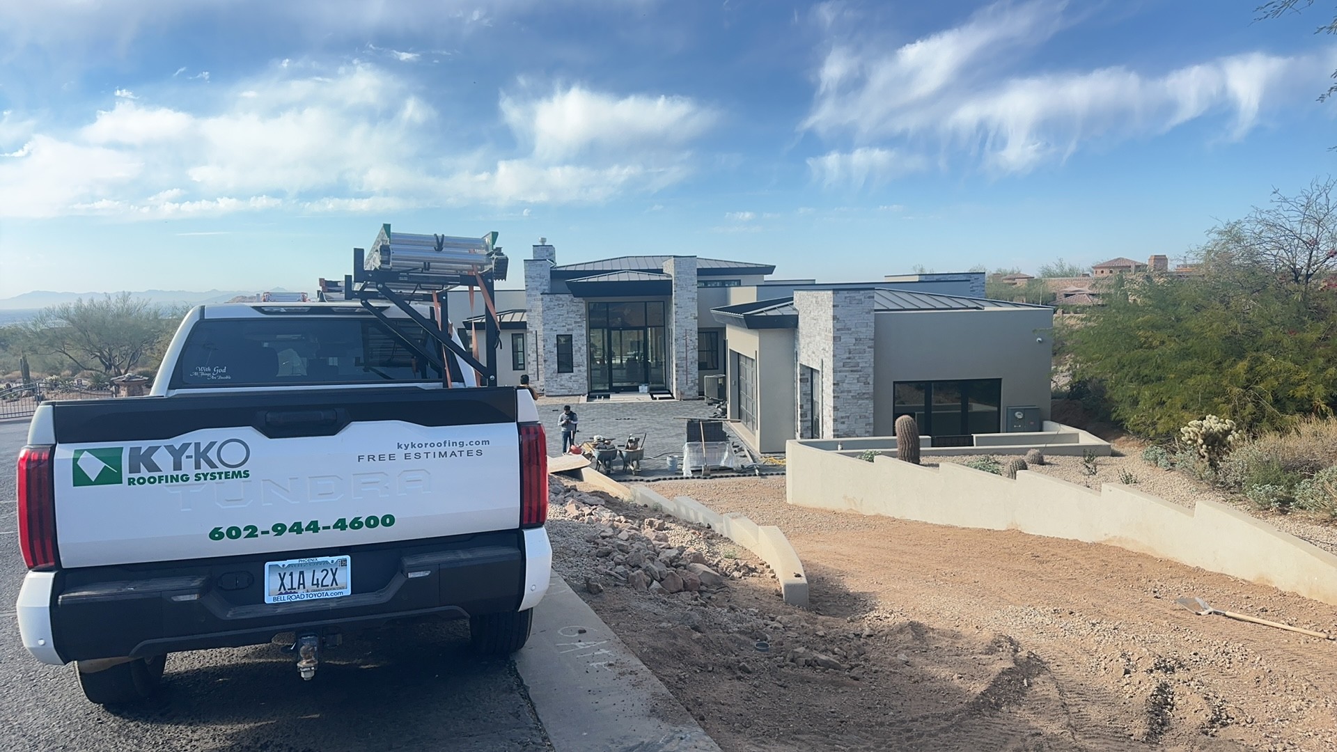 KY-KO truck at a modern Scottsdale home
