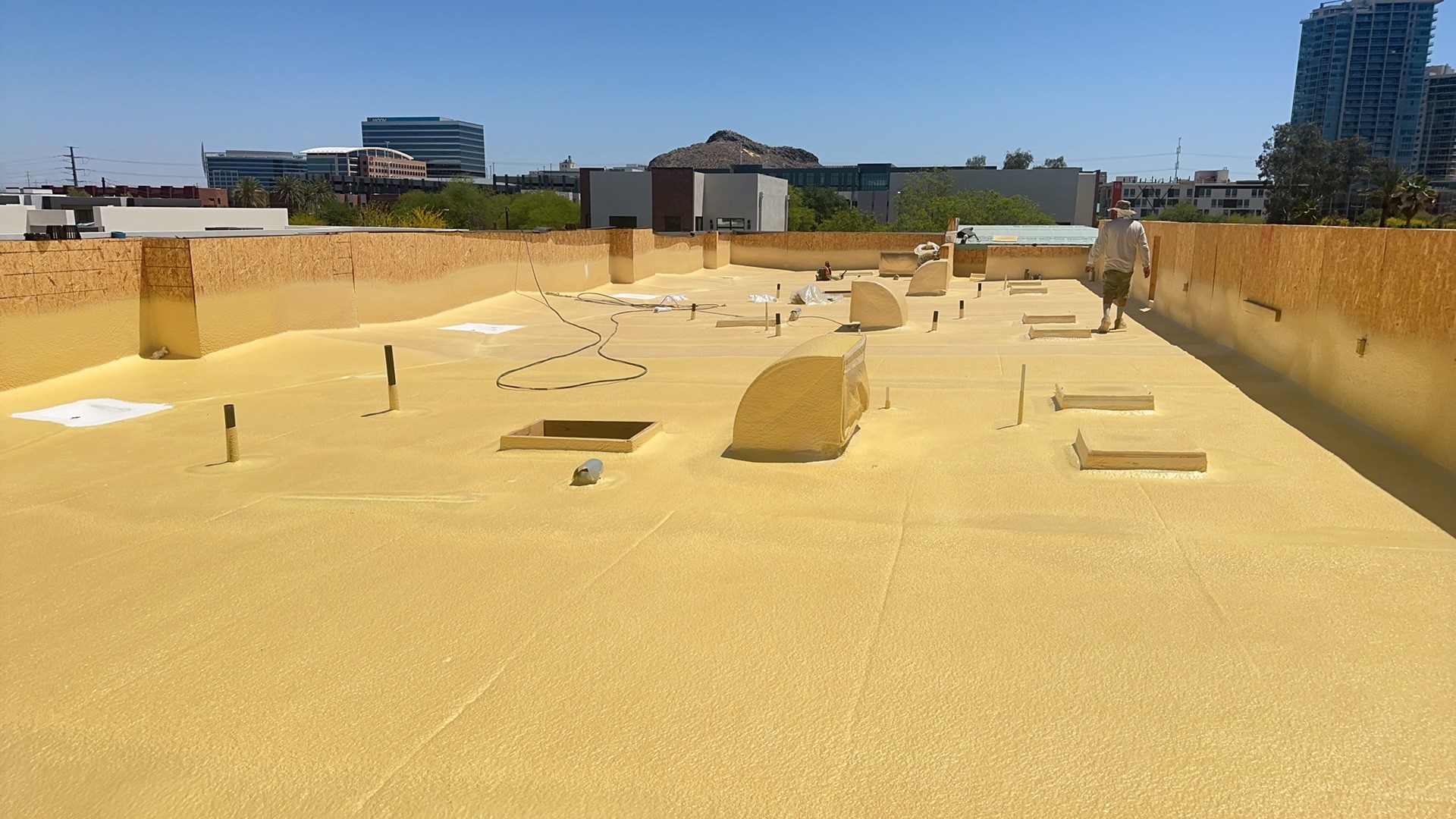Freshly applied spray foam roof in Riverside, Tempe 85281